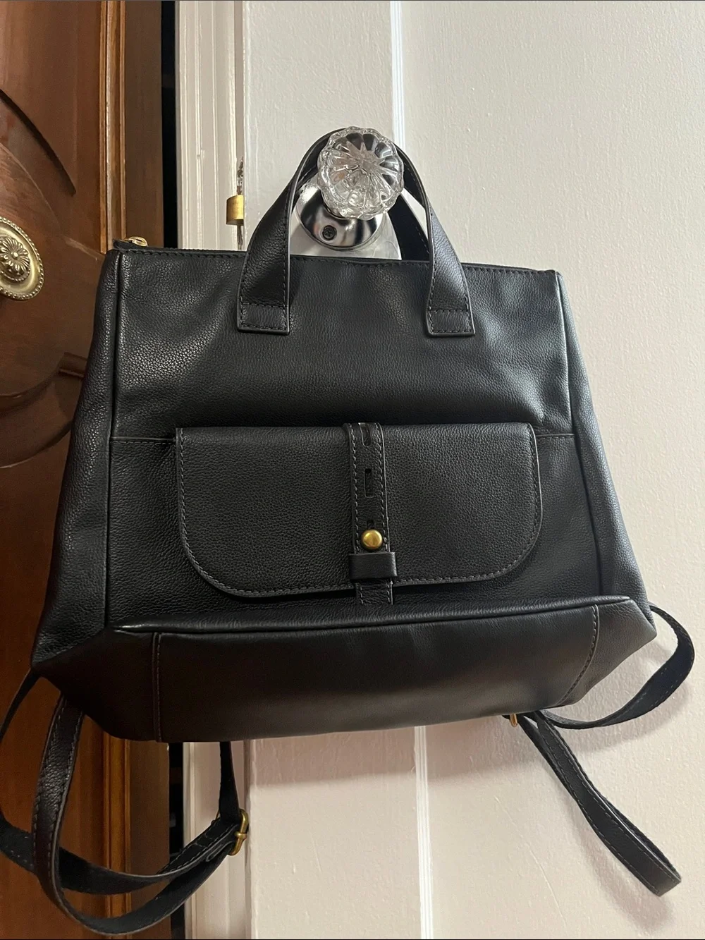 Fossil Black Leather Hunter Backpack NWOT